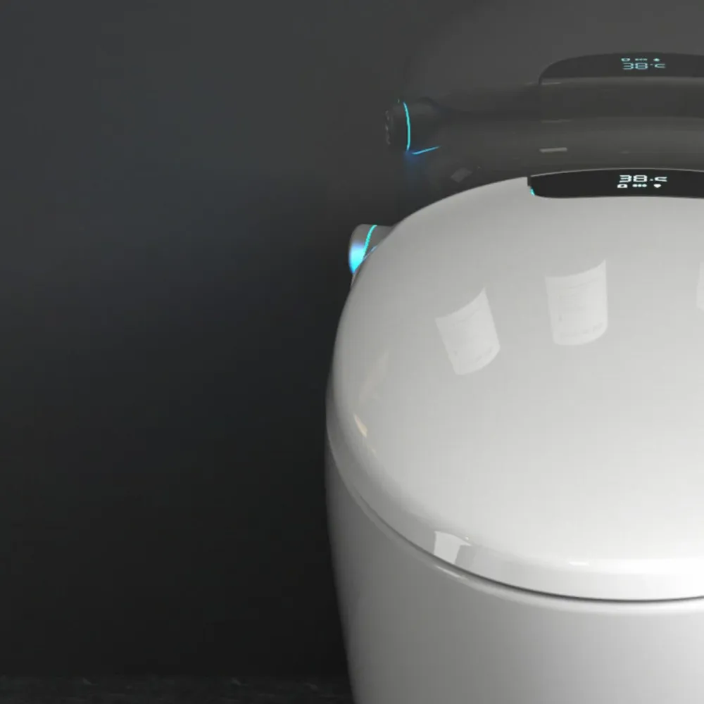 Bidé alargado blanco resistente las manchas para montaje en suelo con control de temperatura Clearhalo