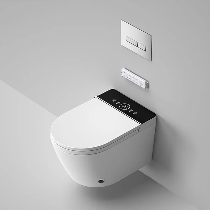 Bidé alargado montado en la pared con asiento calefactable, bidé blanco de 12,20" de alto Clearhalo