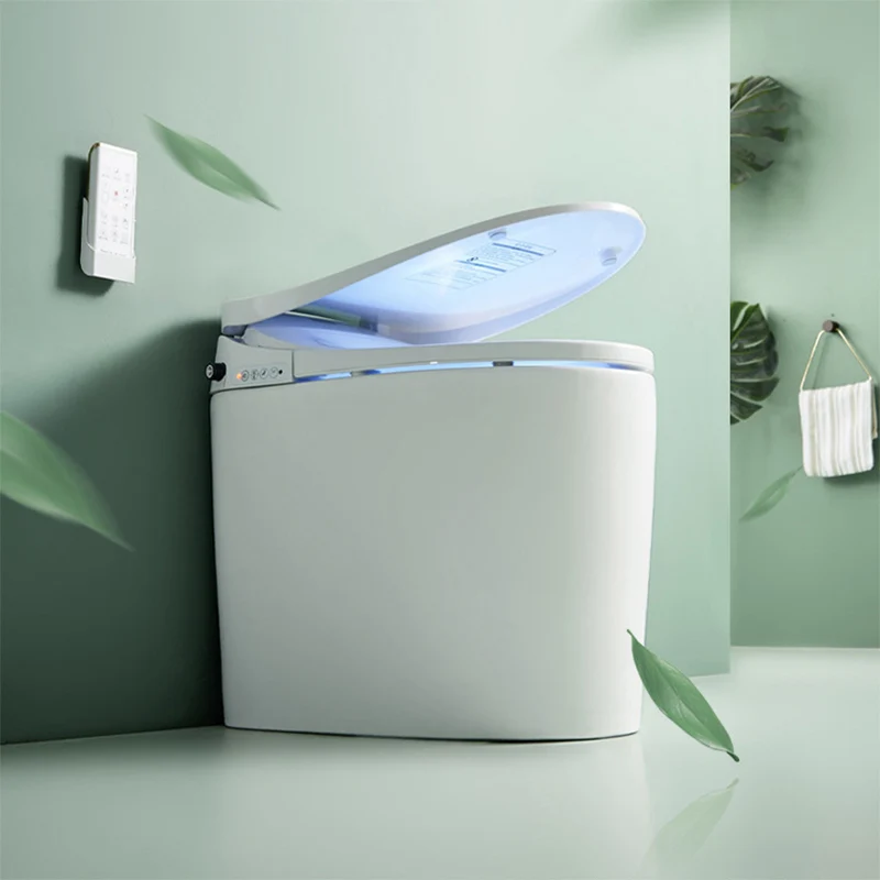 Bidé blanco alargado de 20,47" H Bidé de inodoro inteligente de una pieza con secador Clearhalo