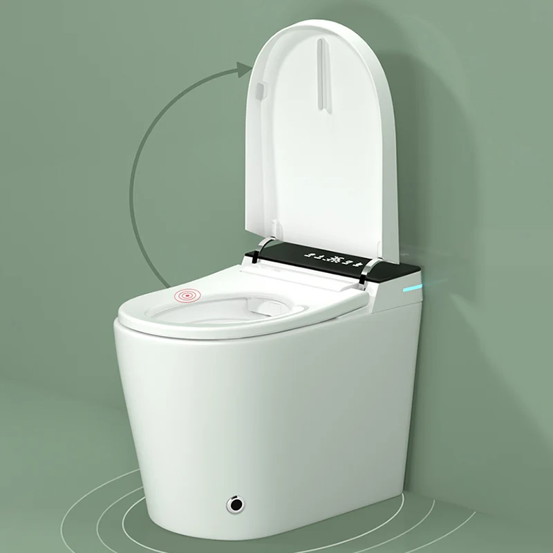 Bidé blanco alargado para montaje en piso con control remoto y rociador ajustable Clearhalo