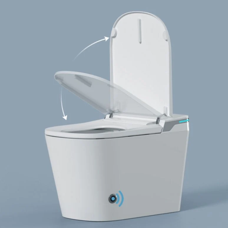 Bidé blanco alargado para montaje en suelo con secador de aire caliente antimicrobiano Clearhalo