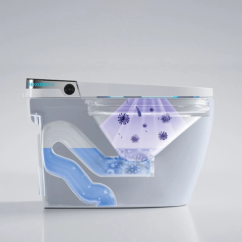 Bidé blanco alargado para montaje en suelo con asiento calefactable Bidé moderno Clearhalo