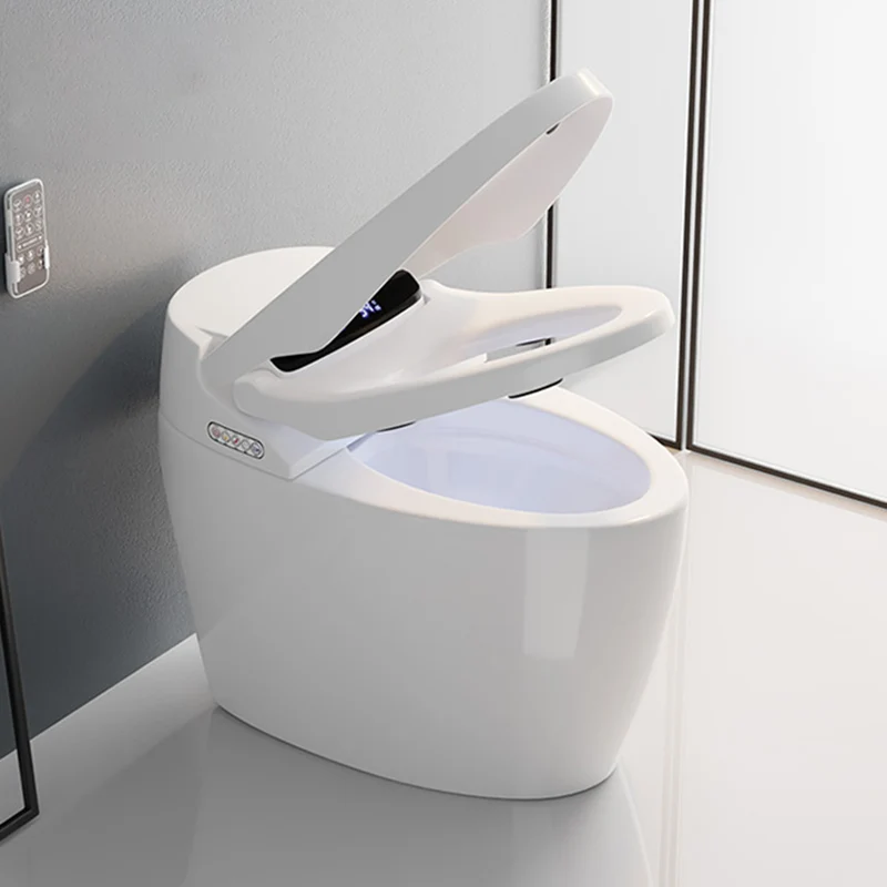 Bidé con asiento calefactable blanco, bidé de pie, inodoro inteligente con cierre silencioso Clearhalo