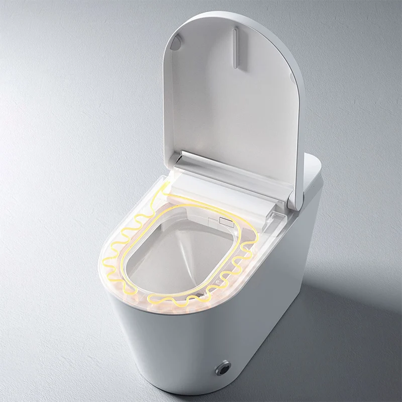 Bidé con asiento de inodoro alargado horizontal en blanco de 18,1" H con secador Clearhalo