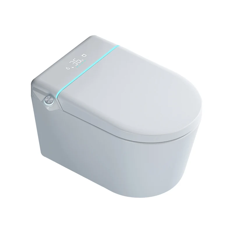 Bidé con control de temperatura en bidé con asiento de inodoro alargado blanco con asiento calefactable Clearhalo