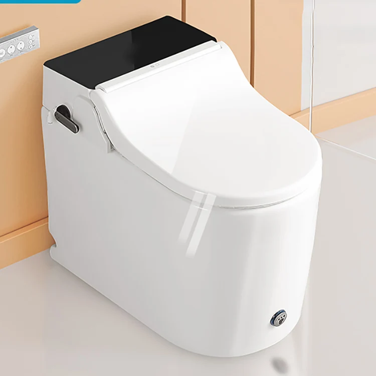 Bidé inteligente alargado blanco con asiento calefactable y montaje en suelo con tanque Clearhalo