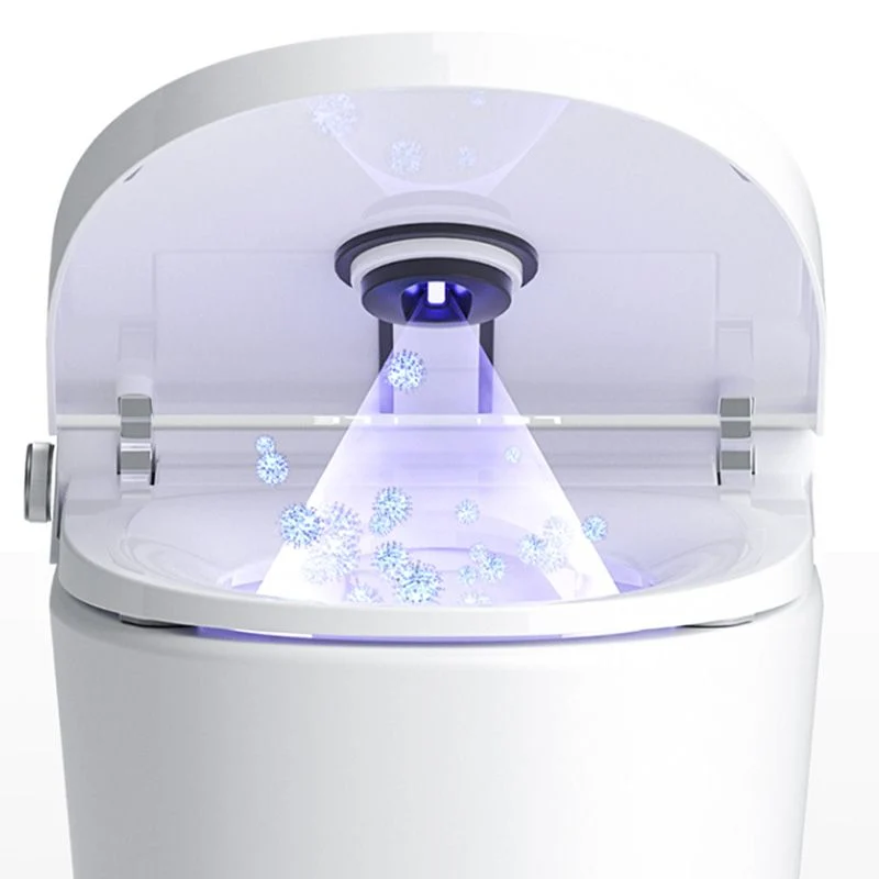 Bidé de montaje en piso con control de temperatura de cerámica alargado blanco con secador Clearhalo