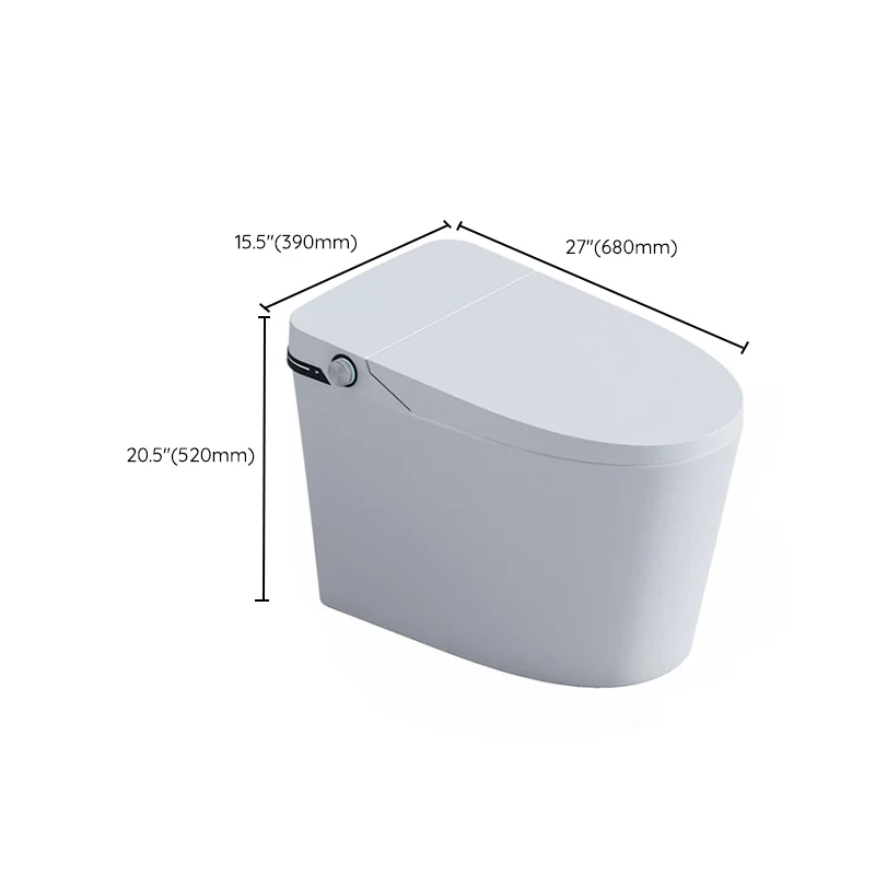 Bidé de montaje en piso con control de temperatura de cerámica alargado blanco con secador Clearhalo