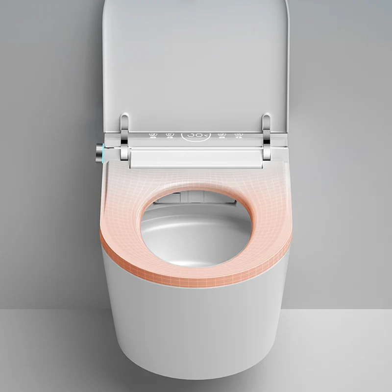 Bidé de pared alargado en color blanco Smart Bidet con asiento calefactable Clearhalo