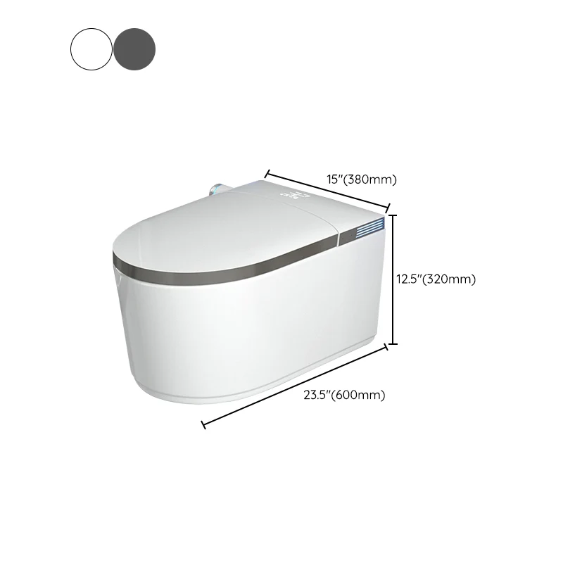 Bidé de pared con asiento calefactable de cerámica, antimicrobiano blanco con secador de aire caliente Clearhalo