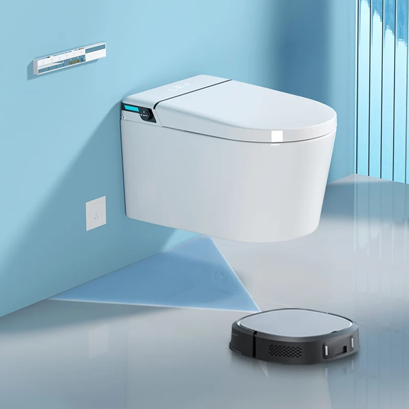 Bidé de pared con doble descarga y secador, inodoro inteligente de cerámica Clearhalo