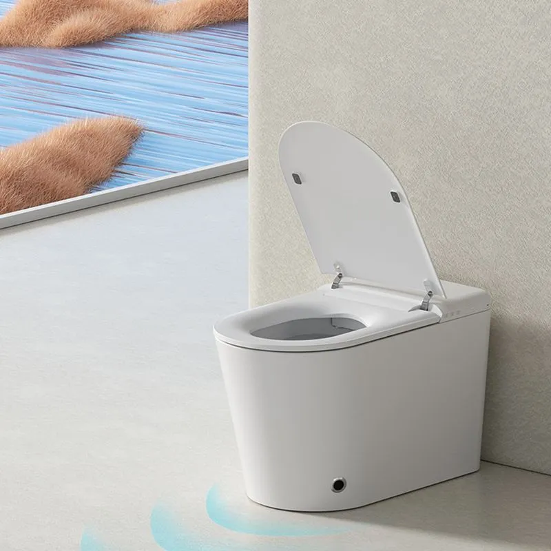 Bidé de pie alargado de 15,7" de ancho en color blanco con asiento calefactable Clearhalo