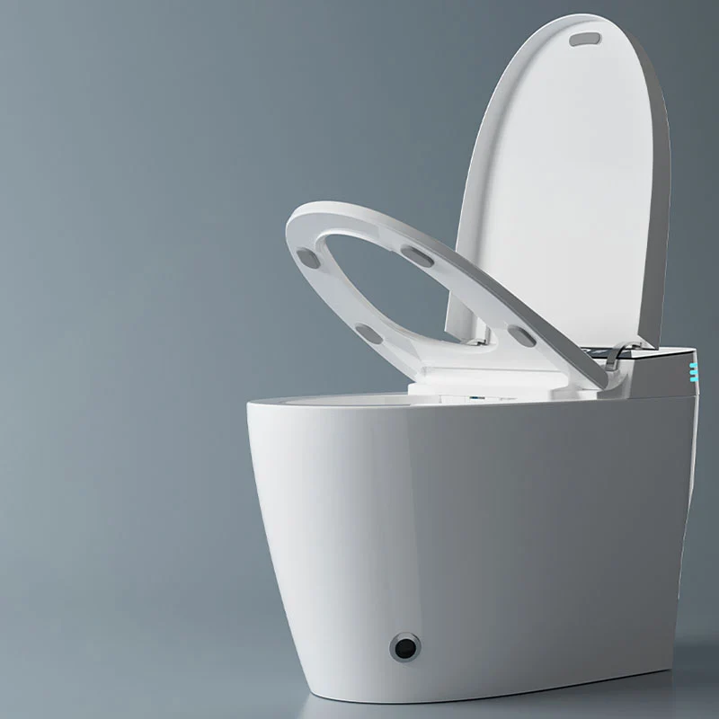Bidé de pie alargado blanco con asiento calefactable Bidé contemporáneo Clearhalo