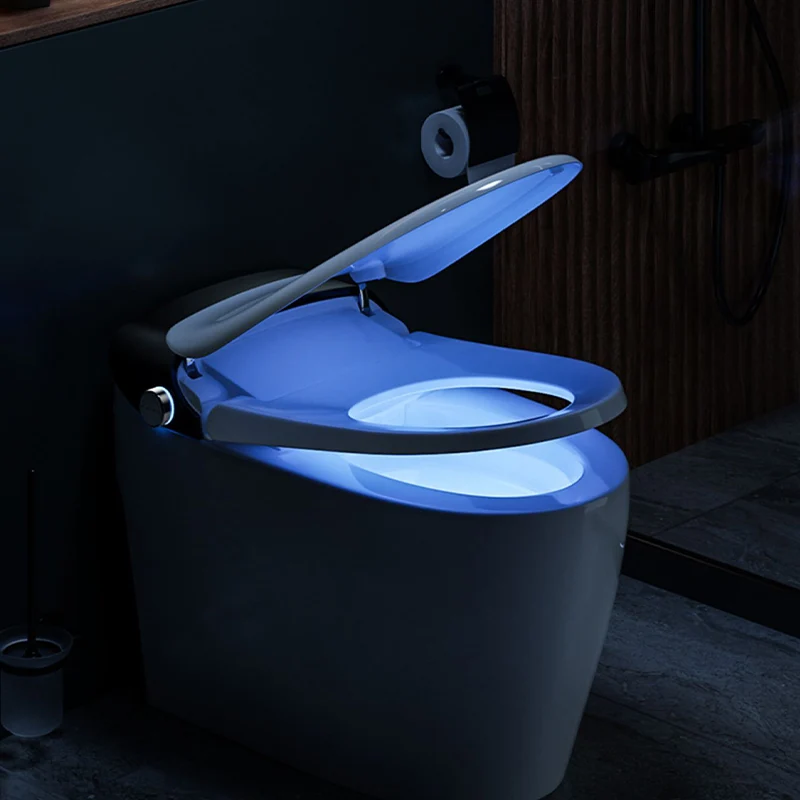 Bidé de suelo alargado blanco con asiento calefactable y secador resistente las manchas Clearhalo
