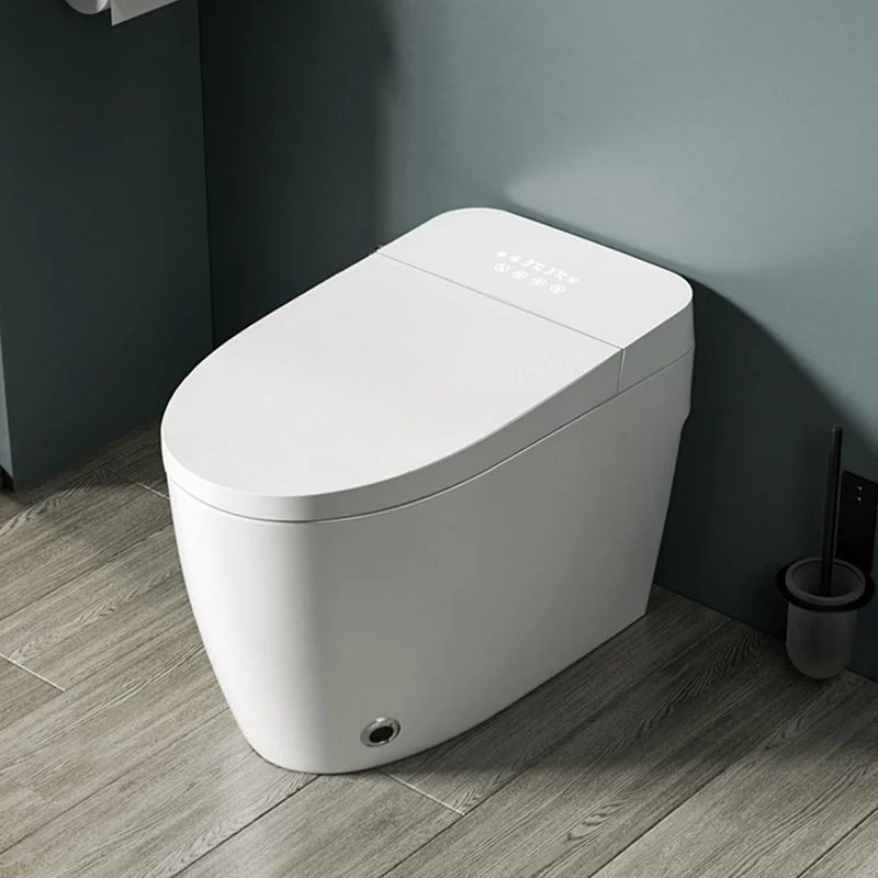 Bidé de suelo alargado blanco con bidé de plástico con asiento calefactable Clearhalo