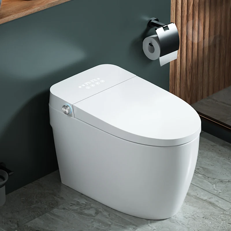 Bidé de suelo alargado blanco con bidé de plástico con asiento calefactable Clearhalo