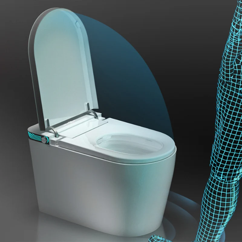 Bidé de suelo alargado blanco con secador de aire caliente y rociador de bidé Clearhalo