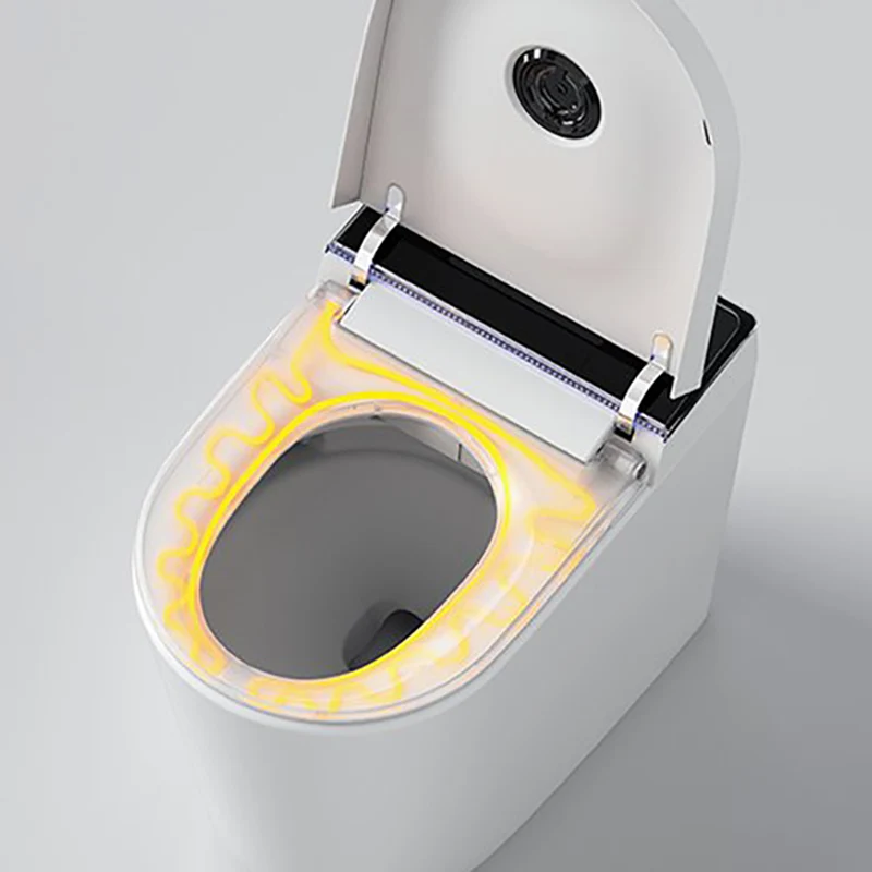 Bidé de suelo alargado con forma de cuenco y asiento calefactable en blanco Blanco Clearhalo