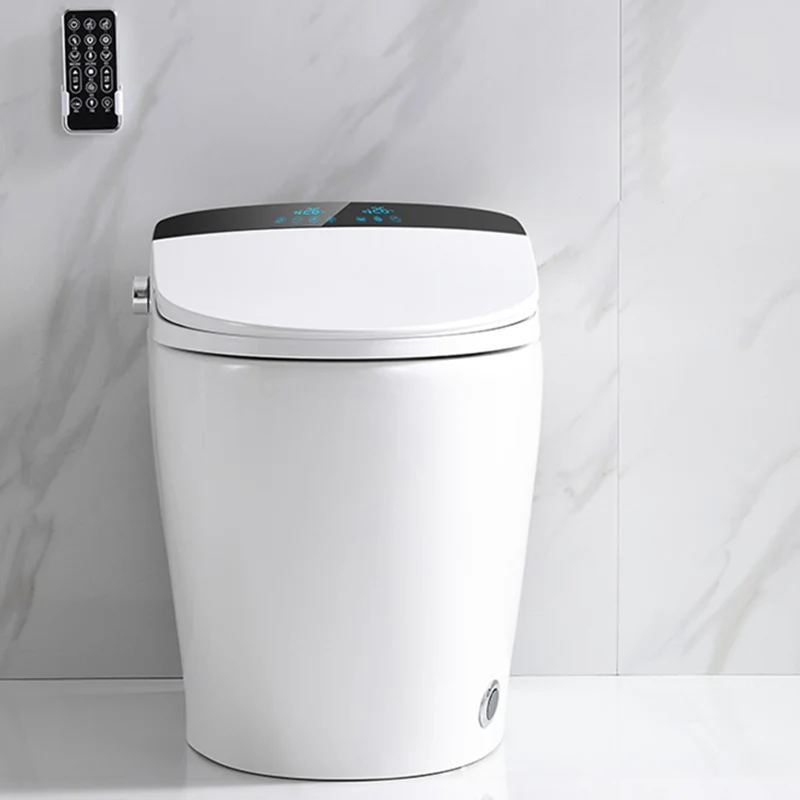 Bidé de suelo antimicrobiano alargado en blanco con asiento calefactable Clearhalo