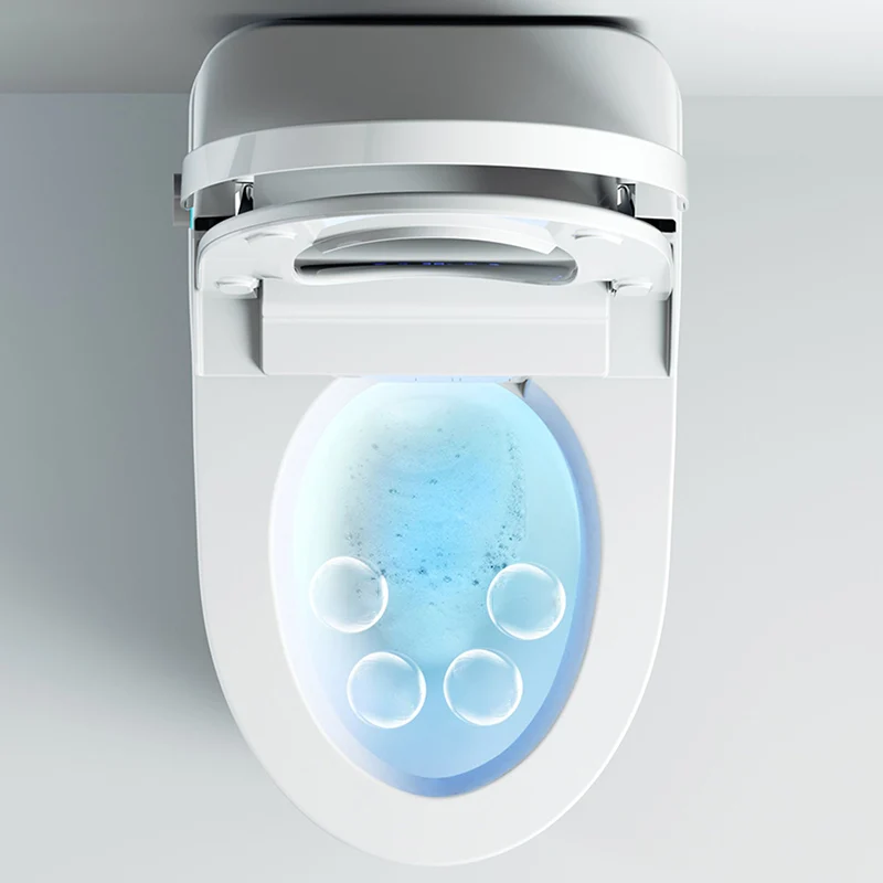 Bidé de suelo desodorizante con asiento calefactable de cerámica alargada blanca Clearhalo