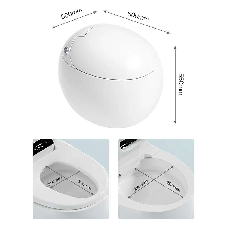 Bidé de suelo todo en uno antimicrobiano blanco con asiento calefactable y control de temperatura Clearhalo