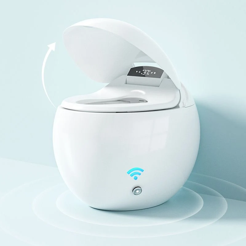 Bidé de suelo todo en uno antimicrobiano blanco con asiento calefactable y control de temperatura Clearhalo