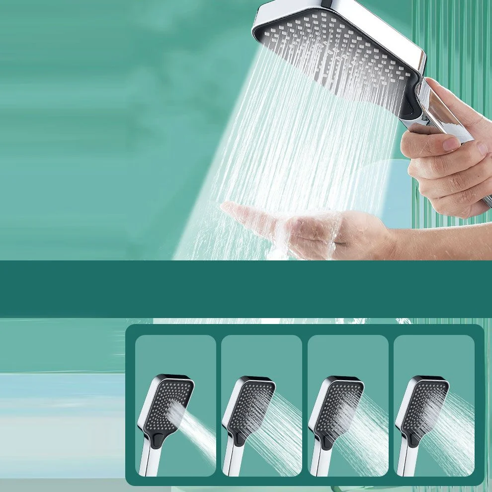 Cabezal de ducha presurizado rectangular Cabezal de ducha de mano con flujo de agua ajustable de 4 posiciones Clearhalo