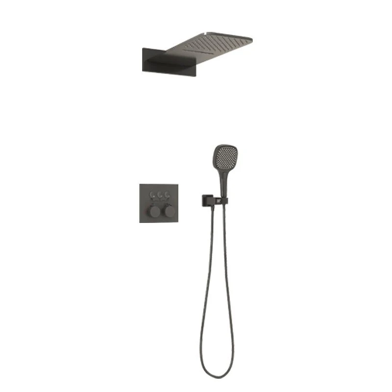 Combinación de ducha de control de temperatura montada en la pared de latón con ajuste de ducha moderna Plata Clearhalo