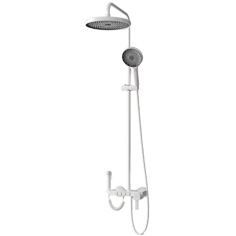 Combinación de ducha montada en la pared con patrón de rociado ajustable y ajuste de ducha moderno Blanco Clearhalo