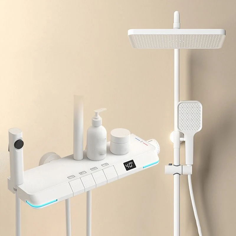 Combinación de ducha de pared de estilo moderno con sistema de ducha termostático Blanco Clearhalo