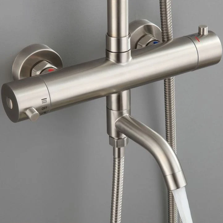 Conjunto de ducha moderno, combinación de ducha montada en la pared con control de temperatura de acero inoxidable Plata C...
