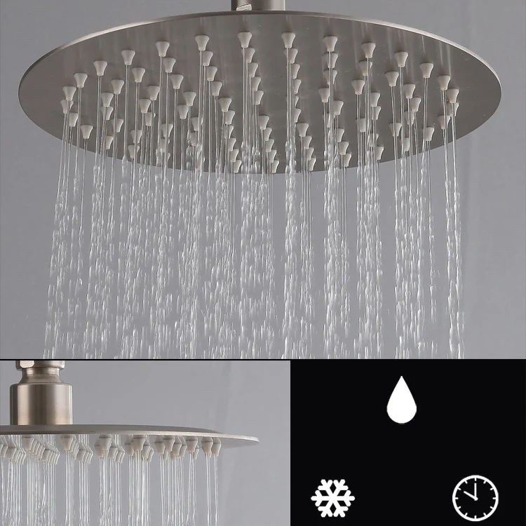 Conjunto de ducha moderno, combinación de ducha montada en la pared con control de temperatura de acero inoxidable Plata C...
