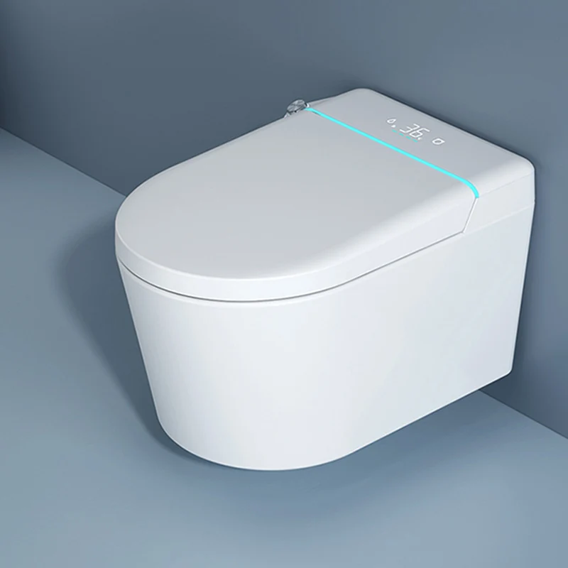 Conjunto de inodoro suspendido/bidé de pie de piso blanco contemporáneo Clearhalo
