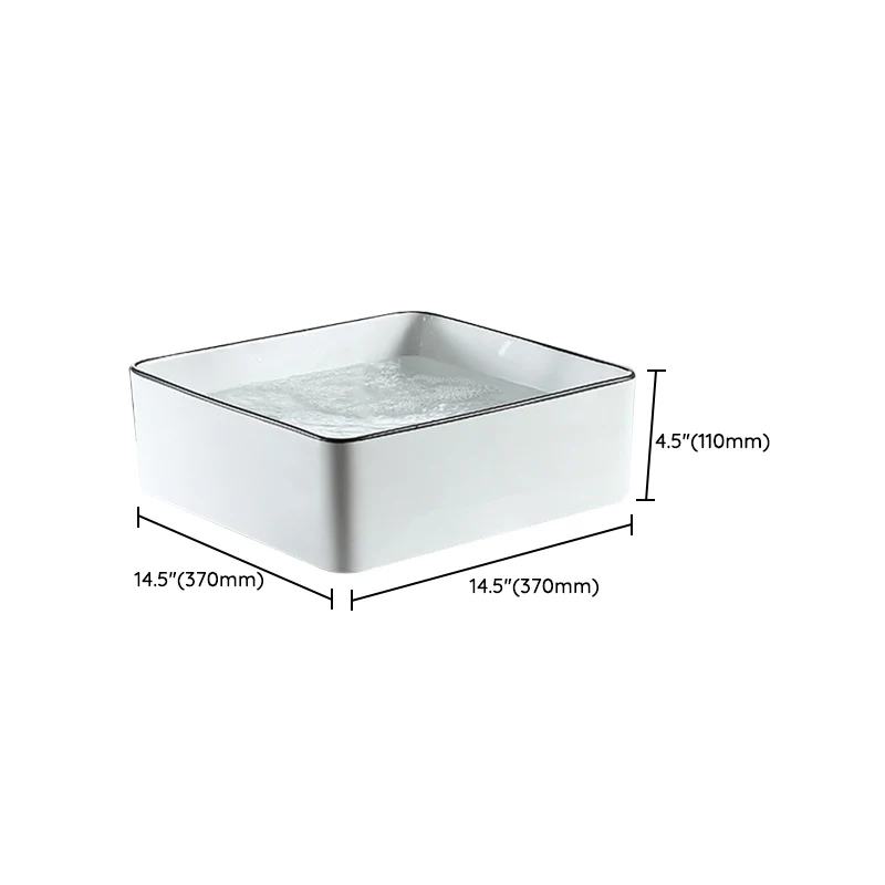 Fregadero de baño moderno Fregadero de recipiente rectangular de porcelana con drenaje emergente Clearhalo