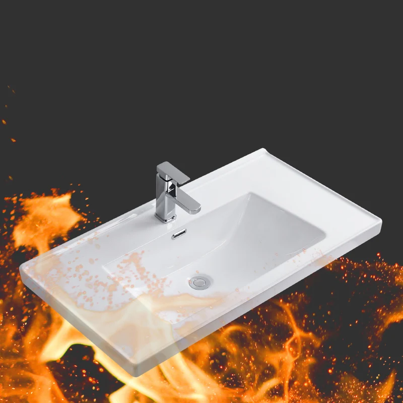 Fregadero de baño moderno Fregadero rectangular (grifo no incluido) Clearhalo