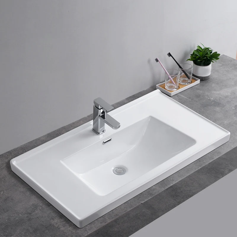 Fregadero de baño moderno Fregadero rectangular (grifo no incluido) Clearhalo