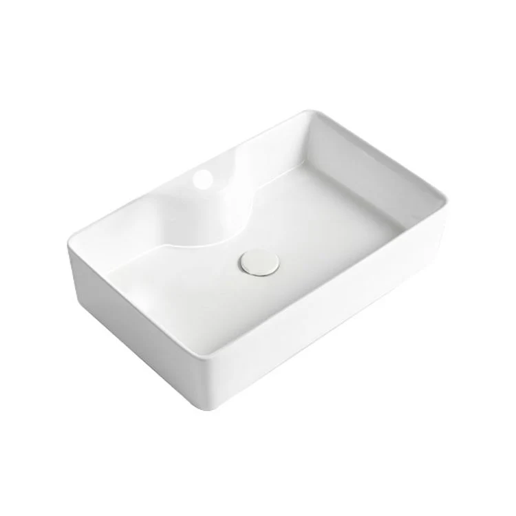 Fregadero de baño moderno, lavabo de porcelana rectangular con desagüe emergente Clearhalo
