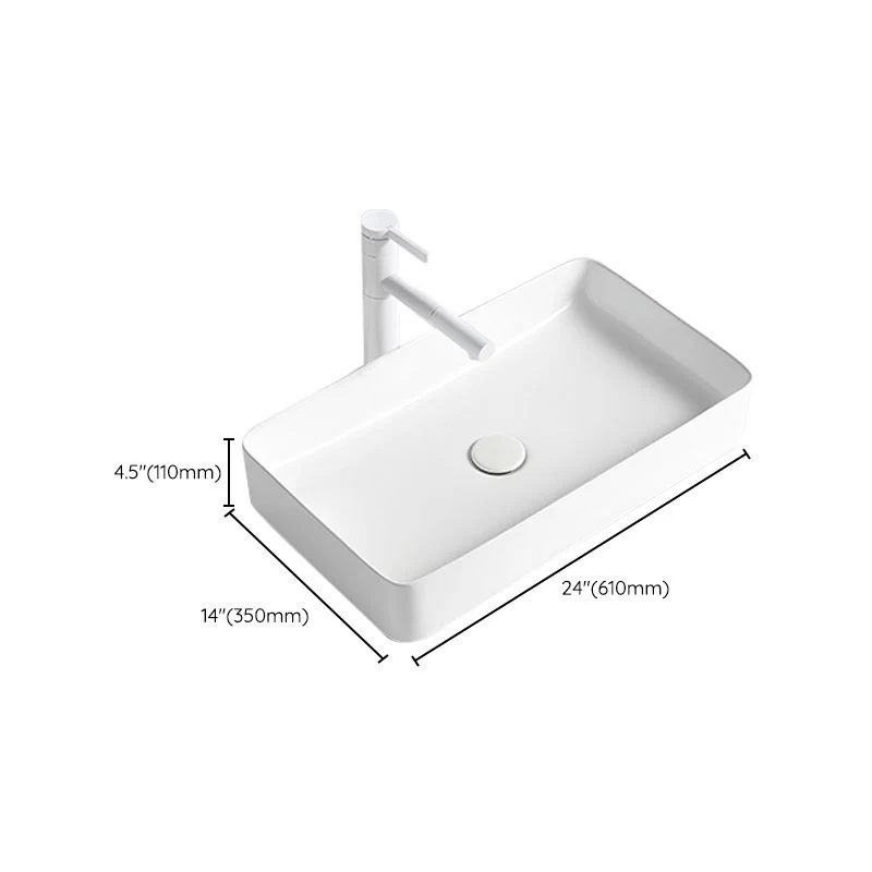 Fregadero de baño moderno, lavabo de porcelana rectangular con desagüe emergente Clearhalo