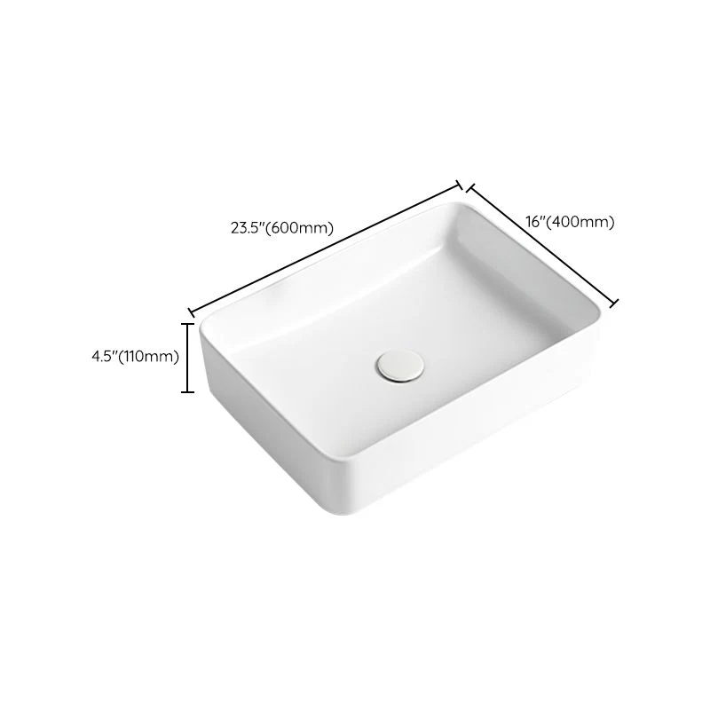 Fregadero de baño moderno, lavabo de porcelana rectangular con desagüe emergente Clearhalo