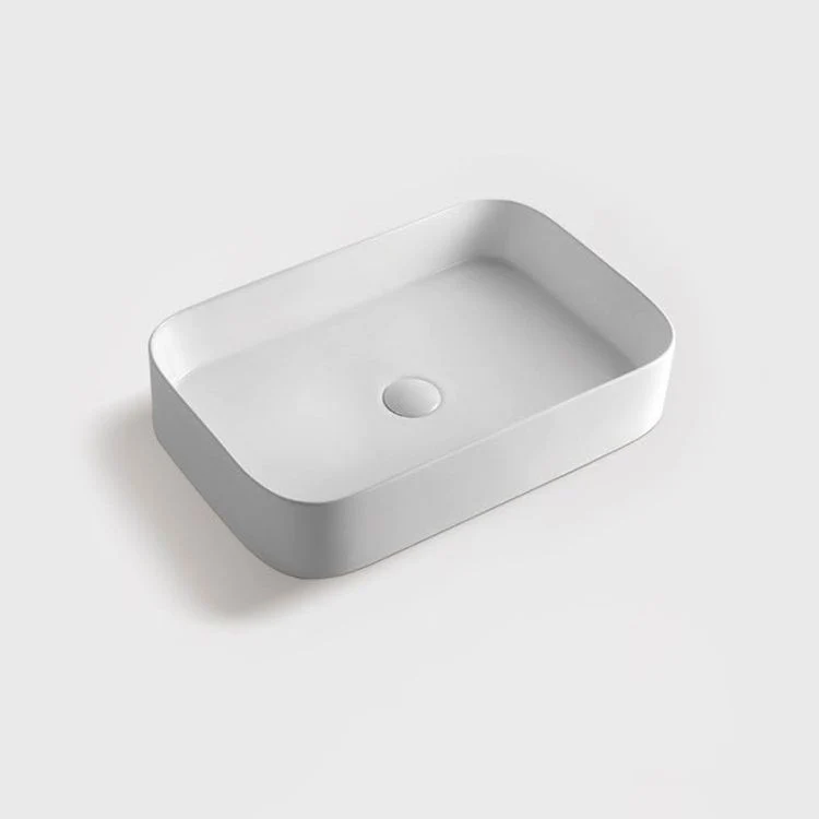 Fregadero de baño moderno de porcelana rectangular con lavabo de drenaje emergente Clearhalo