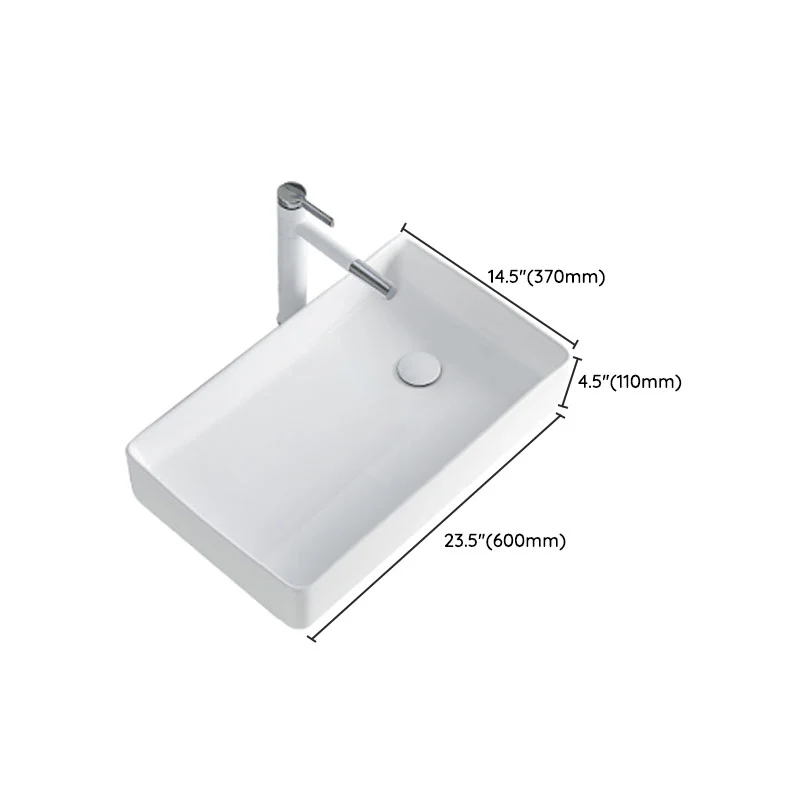 Fregadero de baño rectangular Fregadero de baño con canal de porcelana (grifos no incluidos) Clearhalo