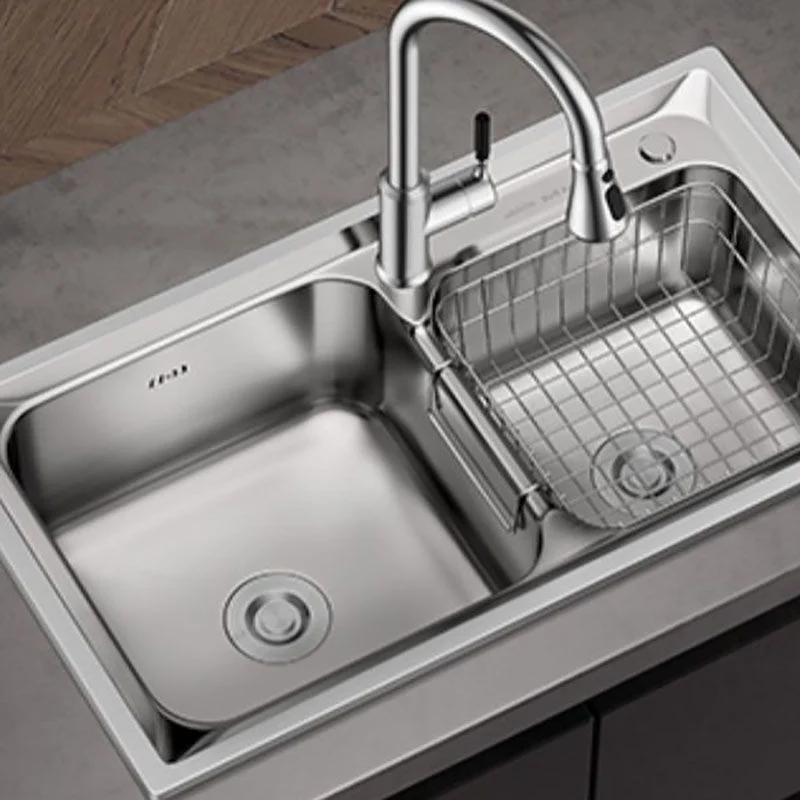 Fregadero de cocina de acero inoxidable, fregadero rectangular de doble lavabo con conjunto de drenaje Clearhalo