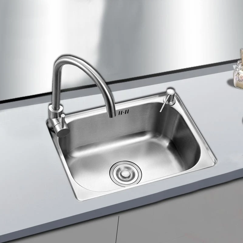 Fregadero de cocina rectangular de acero inoxidable con conjunto de drenaje (sin incluir grifo) Clearhalo