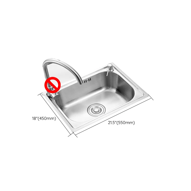 Fregadero de cocina rectangular de acero inoxidable con conjunto de drenaje (sin incluir grifo) Clearhalo