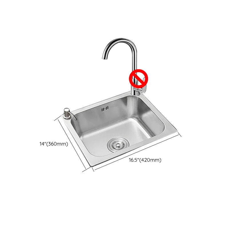 Fregadero de cocina rectangular de acero inoxidable con conjunto de drenaje (sin incluir grifo) Clearhalo