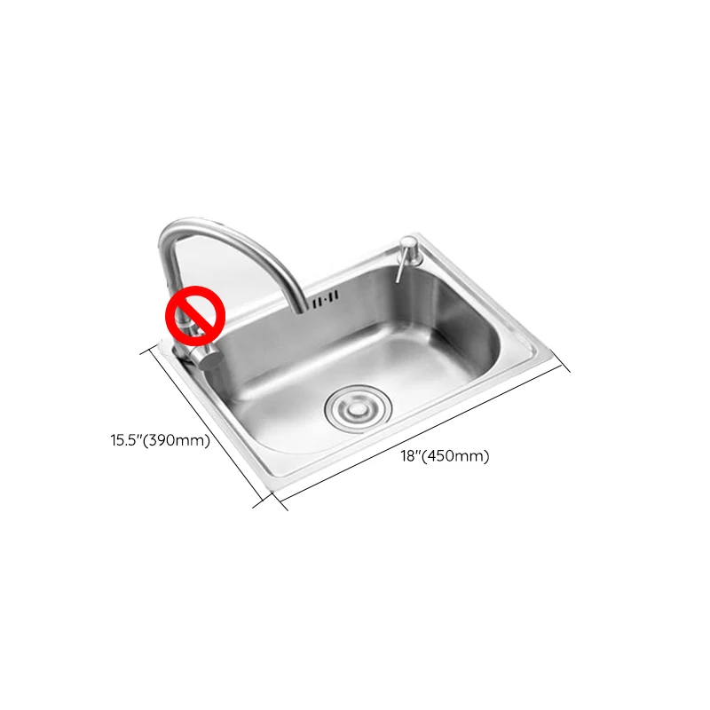 Fregadero de cocina rectangular de acero inoxidable con conjunto de drenaje (sin incluir grifo) Clearhalo