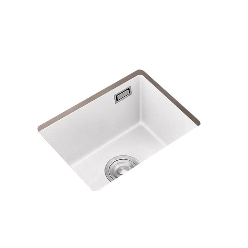 Fregadero de cocina rectangular blanco con grifo, fregadero de cuarzo de un solo cuenco Clearhalo