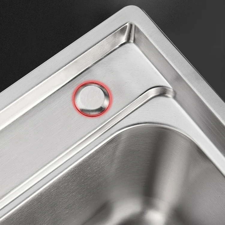 Fregadero de cocina rectangular con 1 orificio, fregadero doble de acero inoxidable Clearhalo