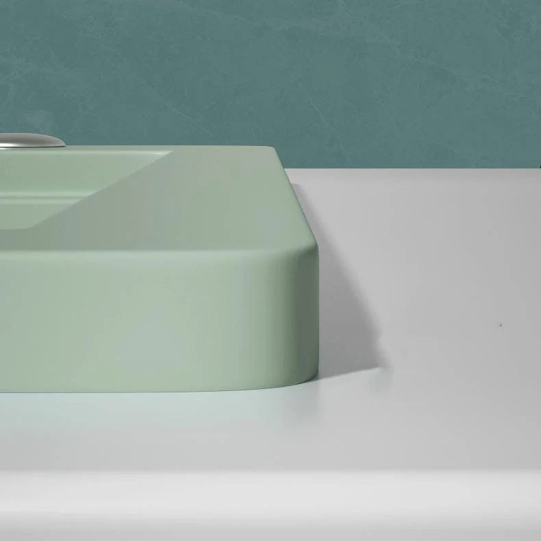 Fregadero de cocina rectangular de cuarzo en fregadero de un seno en verde menta Clearhalo