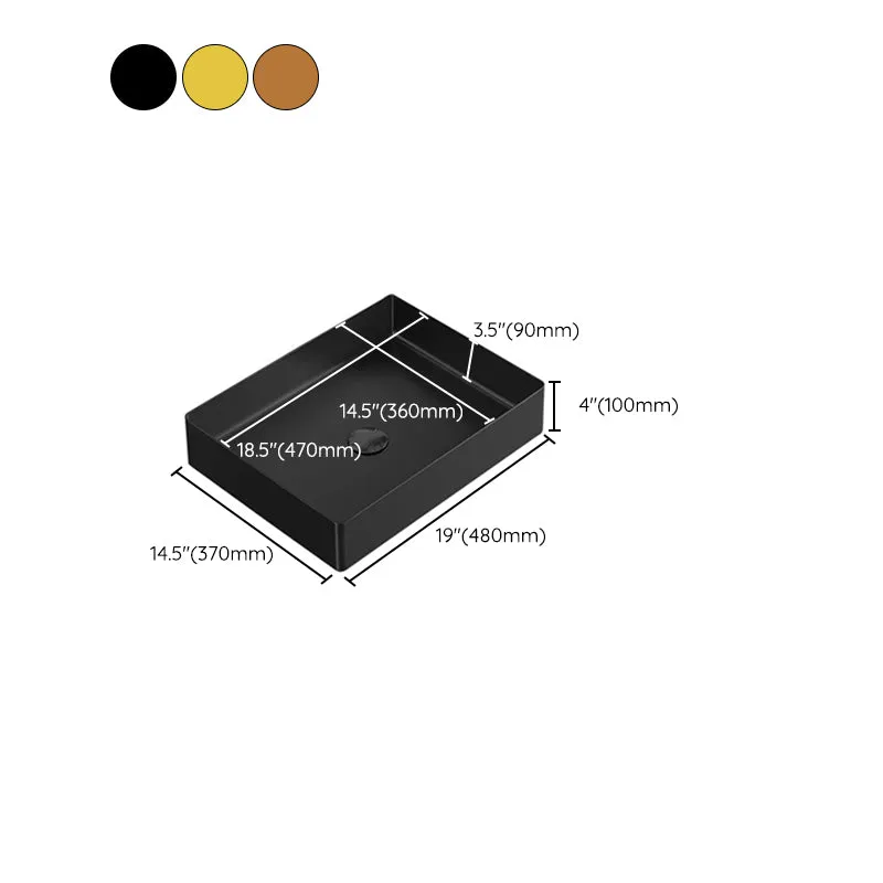 Fregadero moderno de acero inoxidable, lavabo rectangular para baño (grifo no incluido) Clearhalo